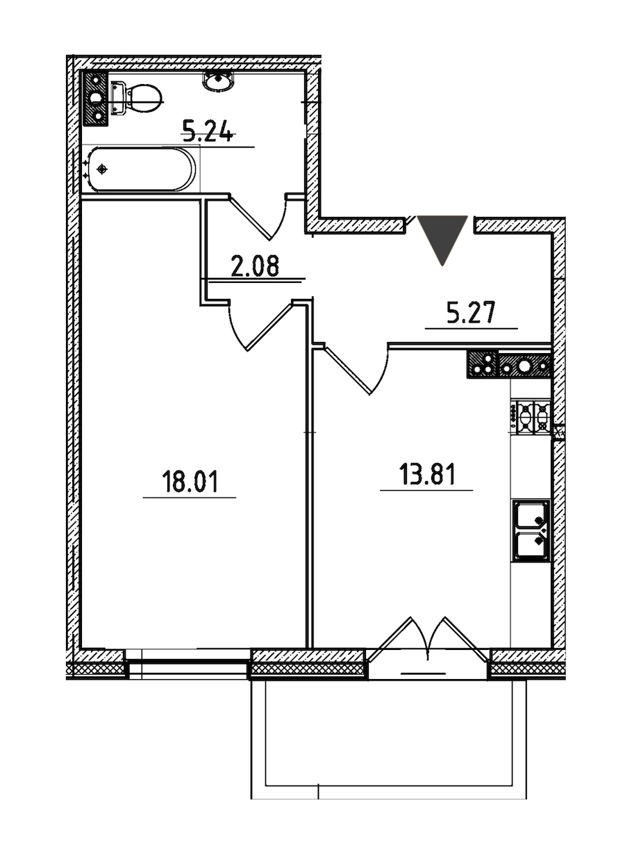 1-комнатная, 46 м² — ЖК ЖК Петровская доминанта