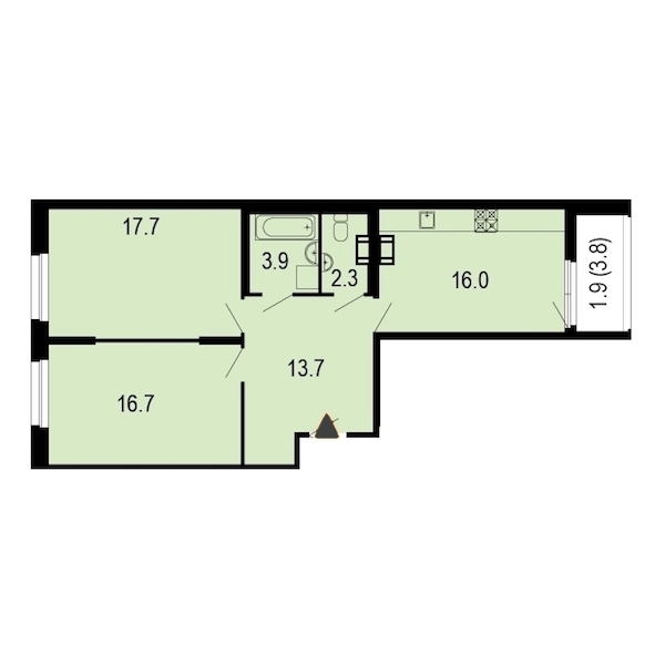 2-комнатная, 73 м² — ЖК ЖК Жемчужный берег