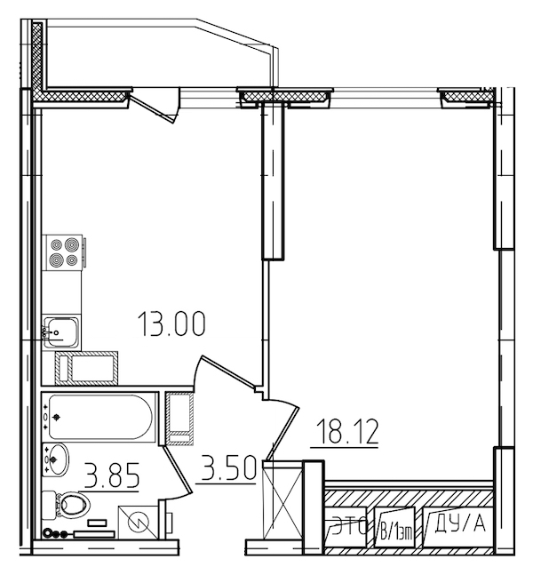 1-комнатная, 40 м² — ЖК ЖК Yoga (Йога)