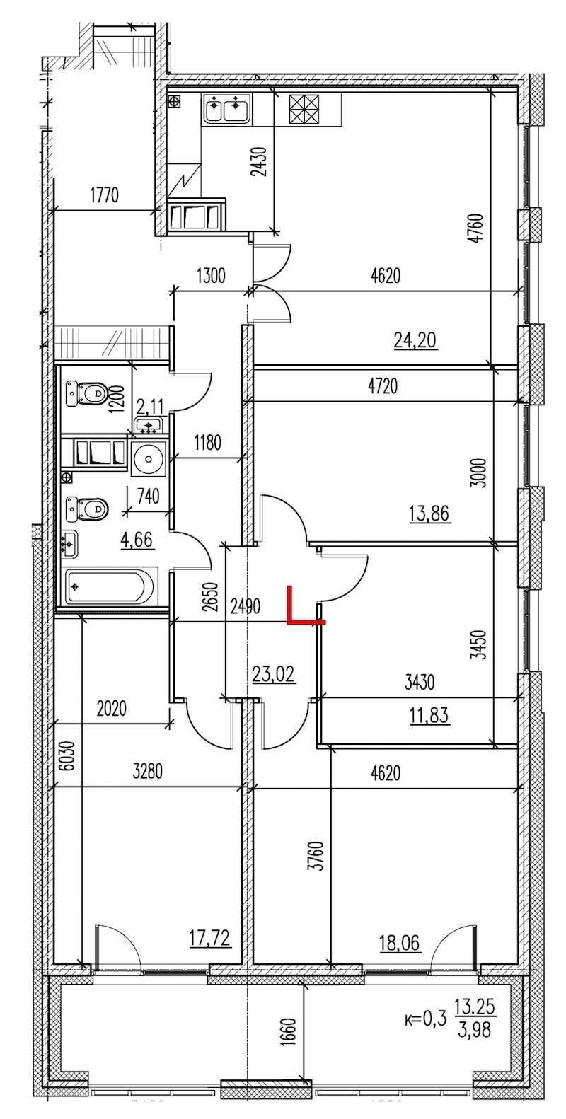4-комнатная, 122 м² — ЖК ЖК Master на Серебристом бульваре (Мастер)