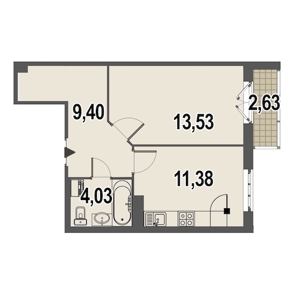 1-комнатная, 40 м² — ЖК ЖК Дом у Каретного