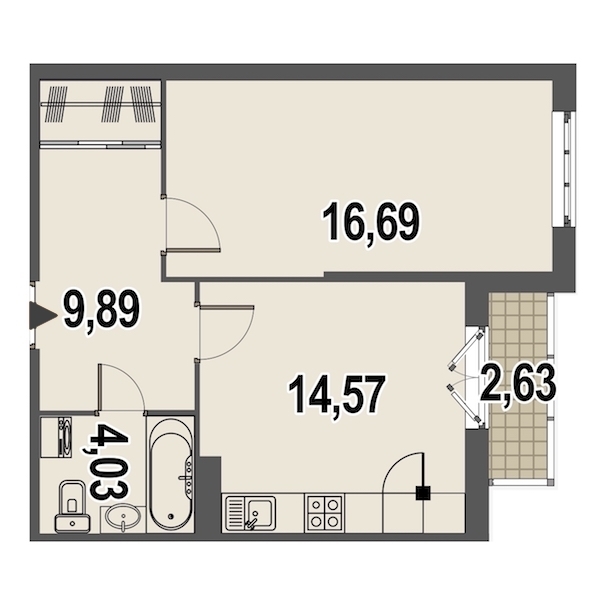 1-комнатная, 47 м² — ЖК ЖК Дом у Каретного