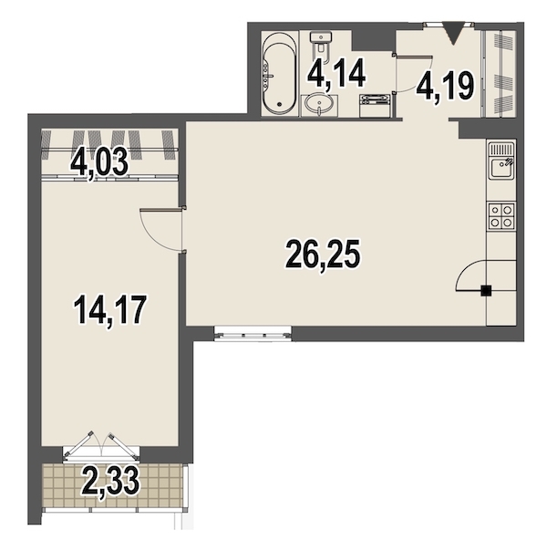 1-комнатная, 54 м² — ЖК ЖК Дом у Каретного