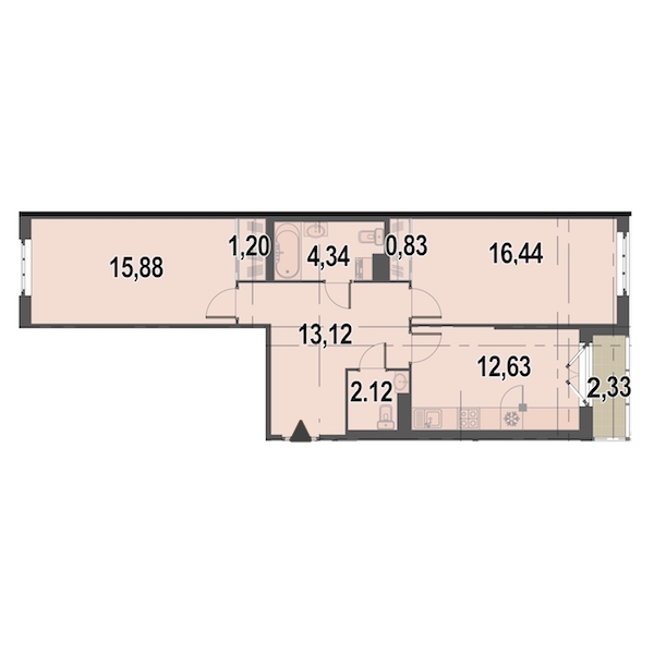 2-комнатная, 68 м² — ЖК ЖК Дом у Каретного