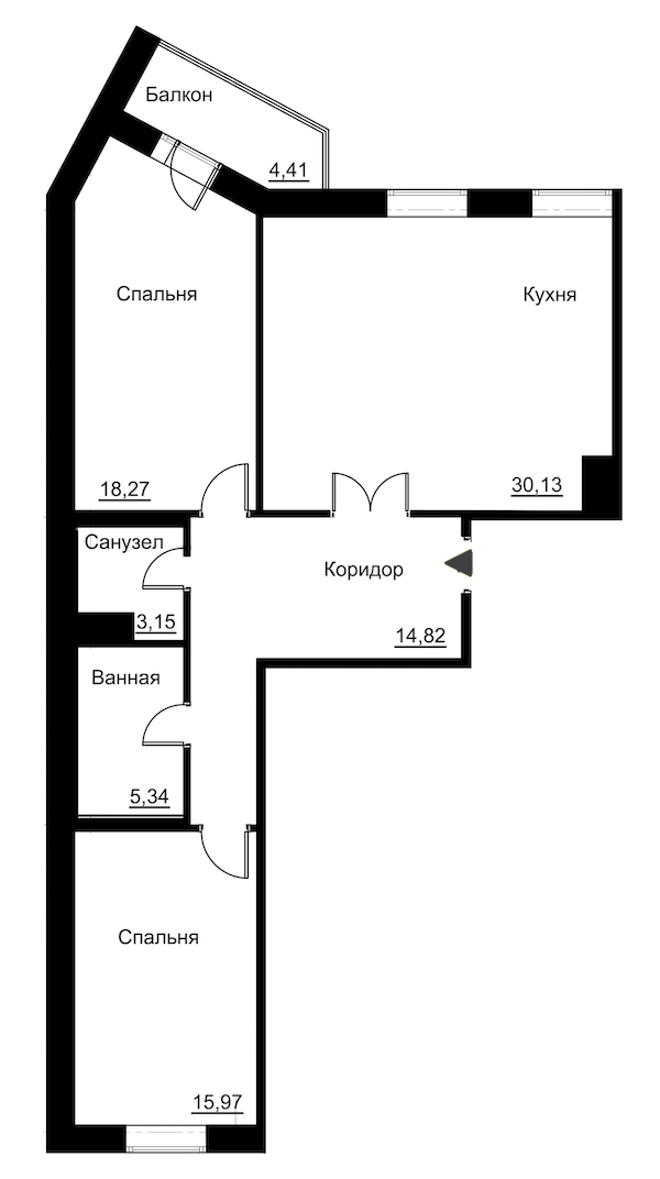 2-комнатная, 90 м² — ЖК Жилой дом Ye's Residence (Йес Резиденс)