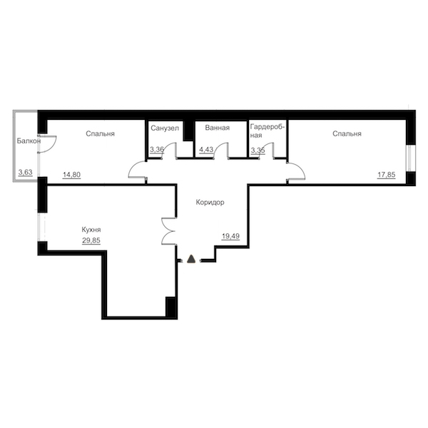 2-комнатная, 104 м² — ЖК Жилой дом Ye's Residence (Йес Резиденс)