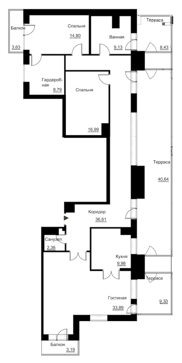3-комнатная, 157 м² — ЖК Жилой дом Ye's Residence (Йес Резиденс)