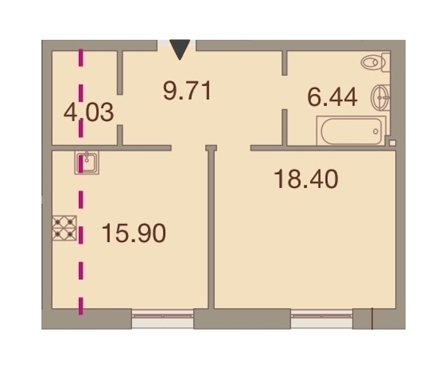 1-комнатная, 54 м² — ЖК ЖК Neva Haus (Нева Хаус)