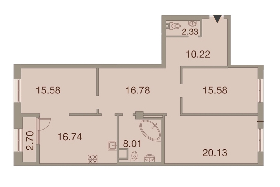 3-комнатная, 107 м² — ЖК ЖК Neva Haus (Нева Хаус)