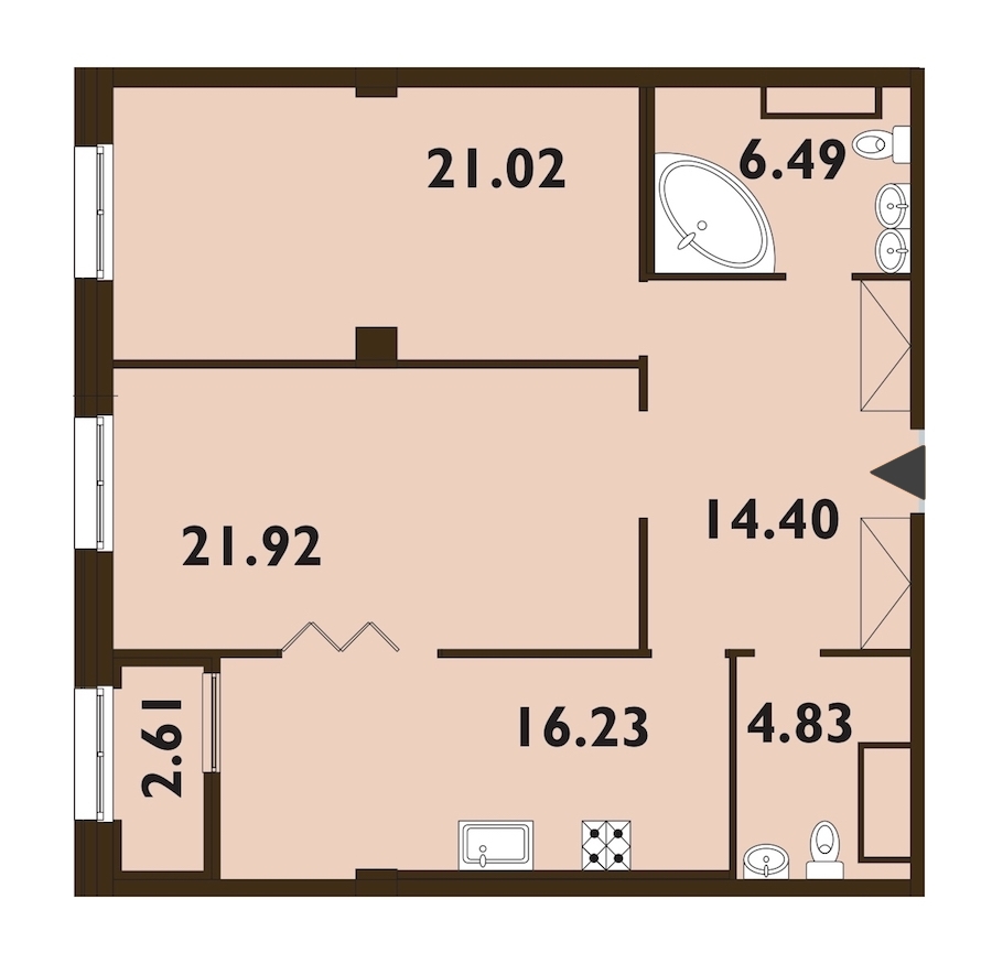 2-комнатная, 86 м² — ЖК ЖК Neva Haus (Нева Хаус)