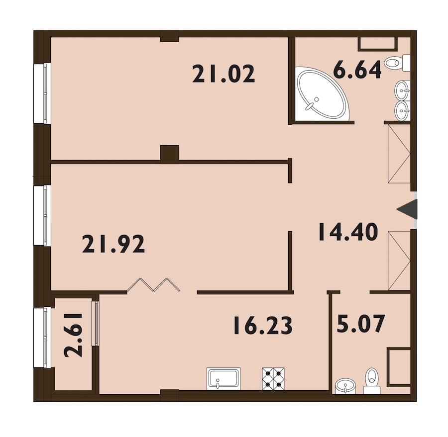 2-комнатная, 87 м² — ЖК ЖК Neva Haus (Нева Хаус)