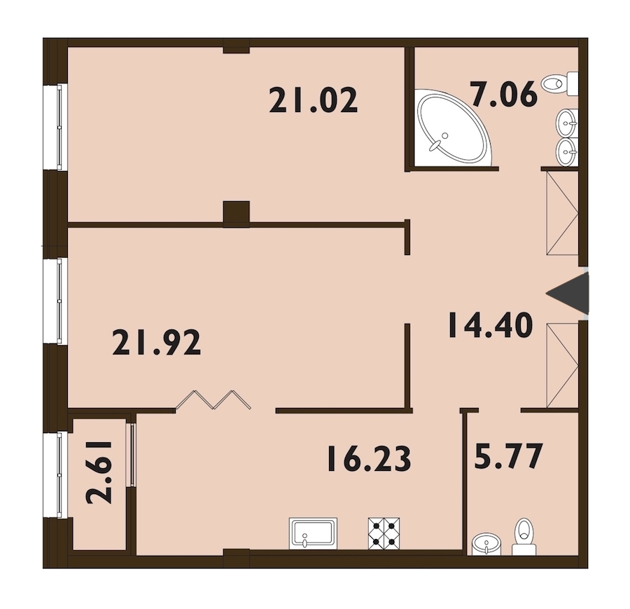 2-комнатная, 88 м² — ЖК ЖК Neva Haus (Нева Хаус)