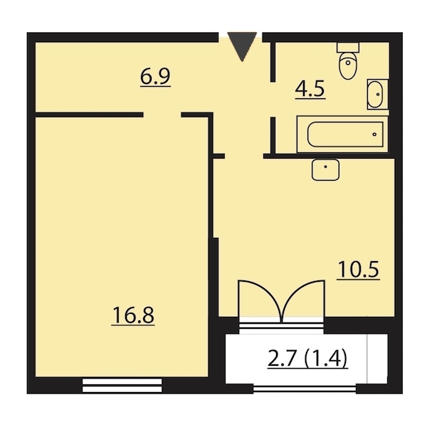 1-комнатная, 40 м² — ЖК ЖК Цивилизация на Неве