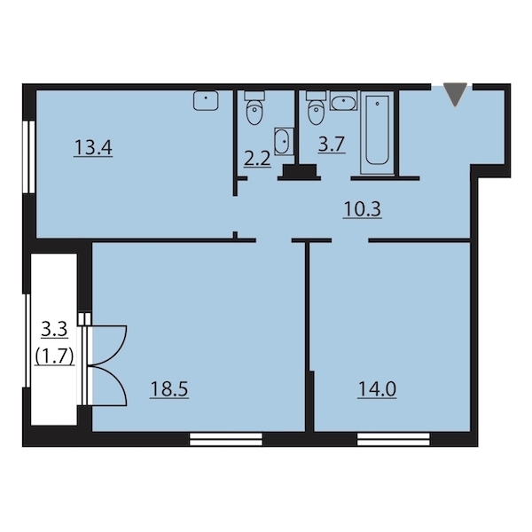 2-комнатная, 64 м² — ЖК ЖК Цивилизация на Неве