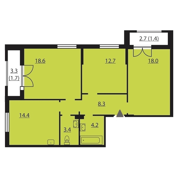 3-комнатная, 83 м² — ЖК ЖК Цивилизация на Неве