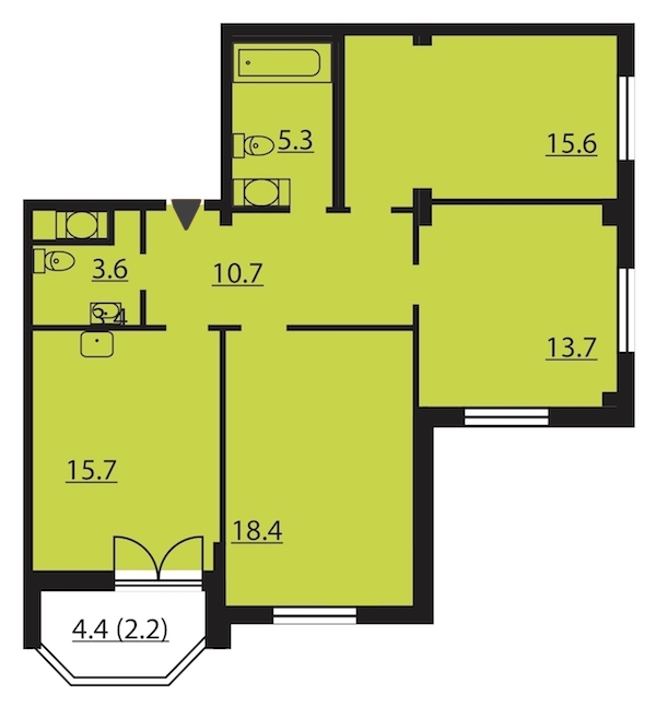 3-комнатная, 85 м² — ЖК ЖК Цивилизация на Неве