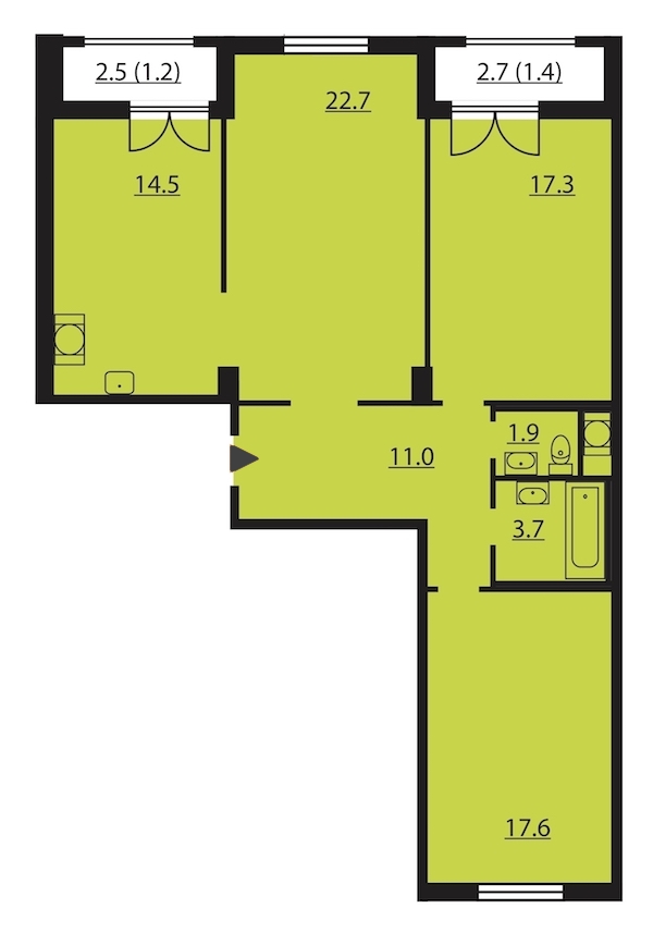 3-комнатная, 91 м² — ЖК ЖК Цивилизация на Неве