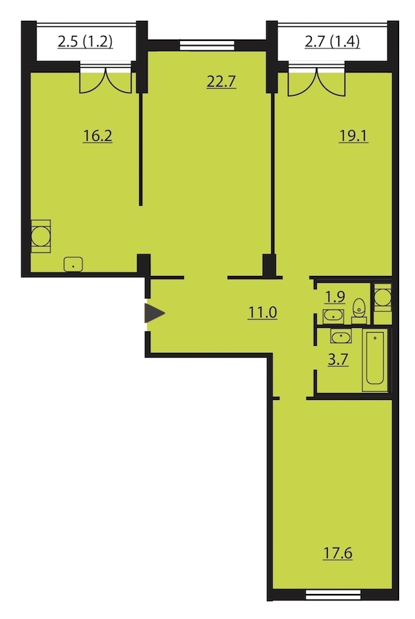 3-комнатная, 95 м² — ЖК ЖК Цивилизация на Неве