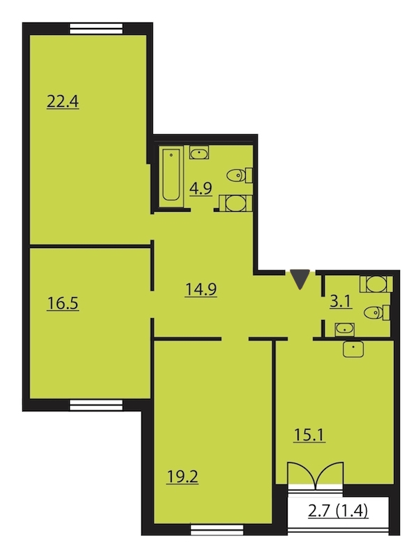 3-комнатная, 98 м² — ЖК ЖК Цивилизация на Неве