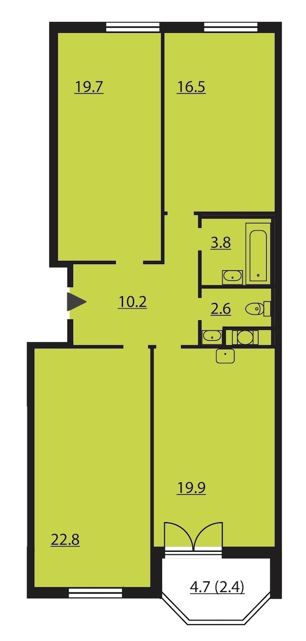 3-комнатная, 98 м² — ЖК ЖК Цивилизация на Неве