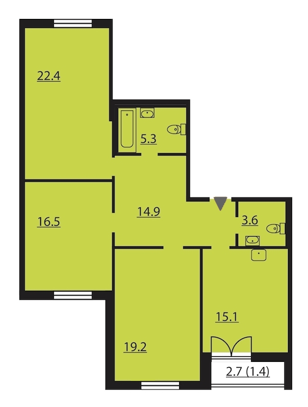 3-комнатная, 98 м² — ЖК ЖК Цивилизация на Неве