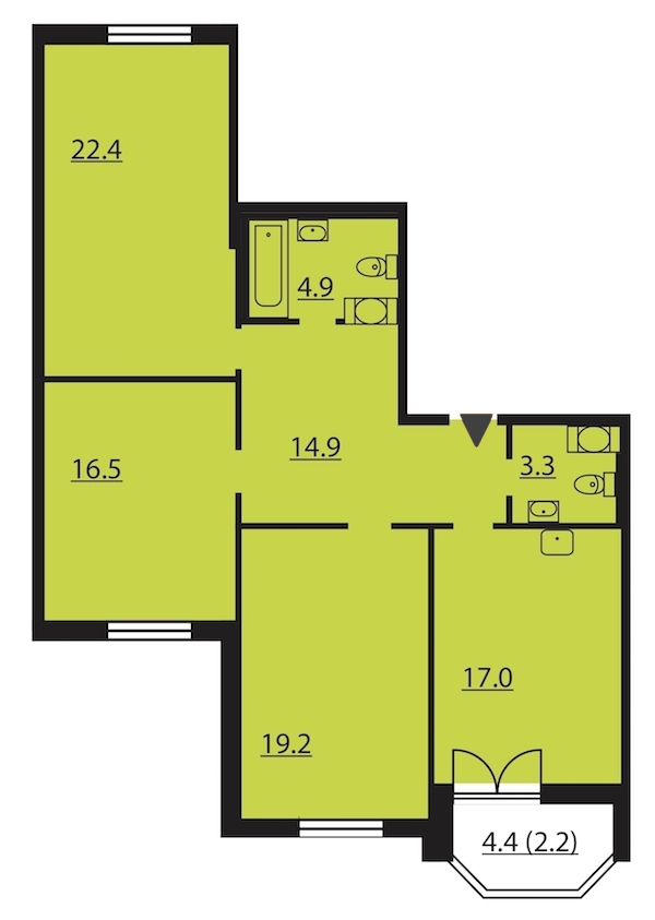 3-комнатная, 100 м² — ЖК ЖК Цивилизация на Неве