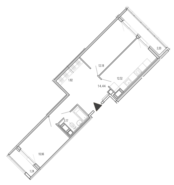 2-комнатная, 58 м² — ЖК Жилой дом Европейский парк
