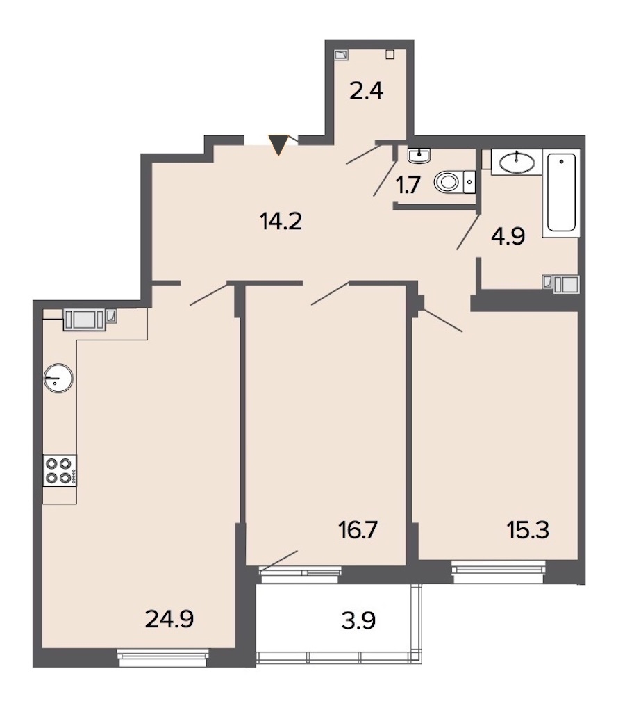 2-комнатная, 80 м² — ЖК Клубный дом Болконский