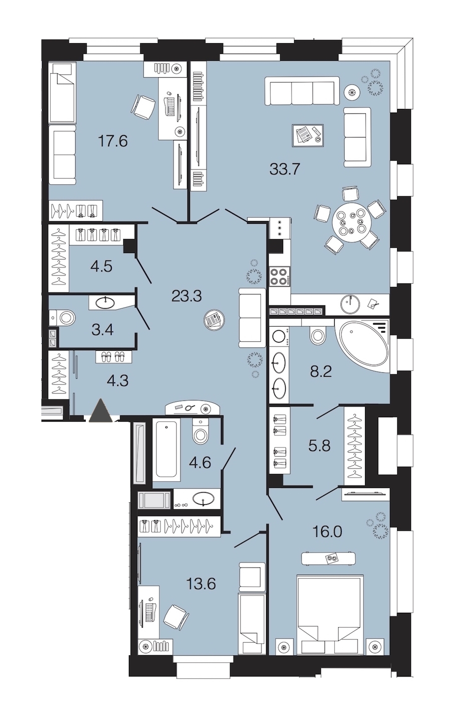 3-комнатная, 135 м² — ЖК ЖК Futurist (Футурист)