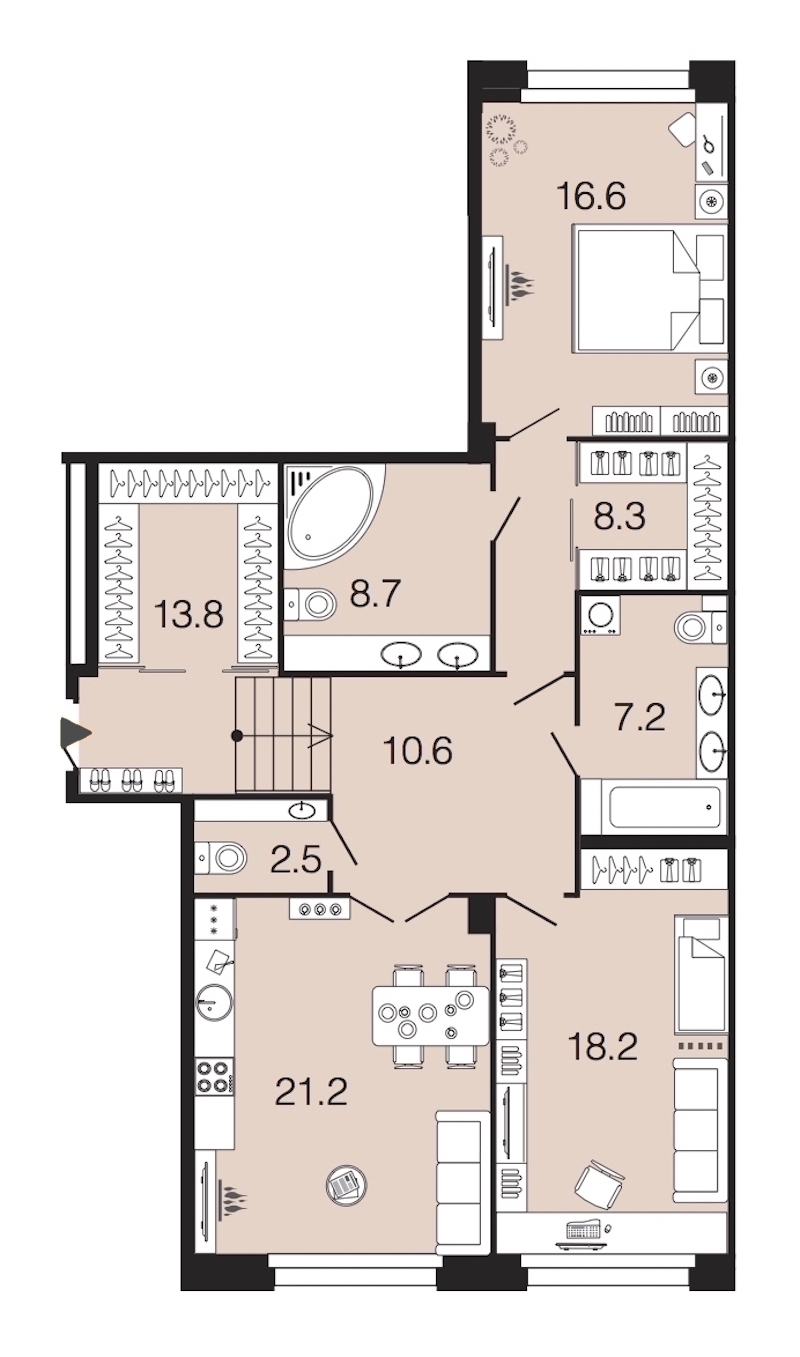 2-комнатная, 107 м² — ЖК ЖК Futurist (Футурист)