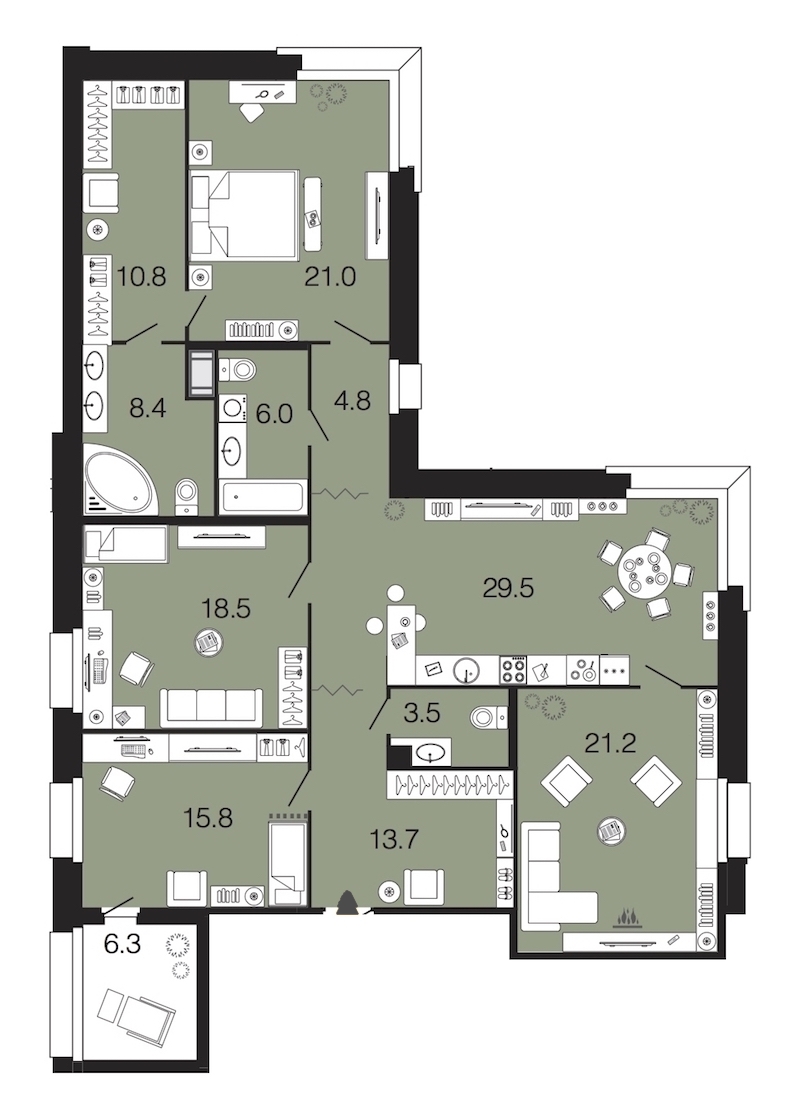 4-комнатная, 153 м² — ЖК ЖК Futurist (Футурист)