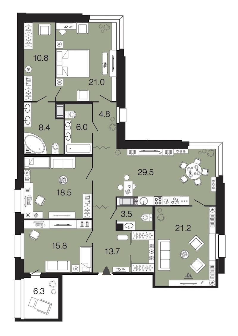 4-комнатная, 153 м² — ЖК ЖК Futurist (Футурист)