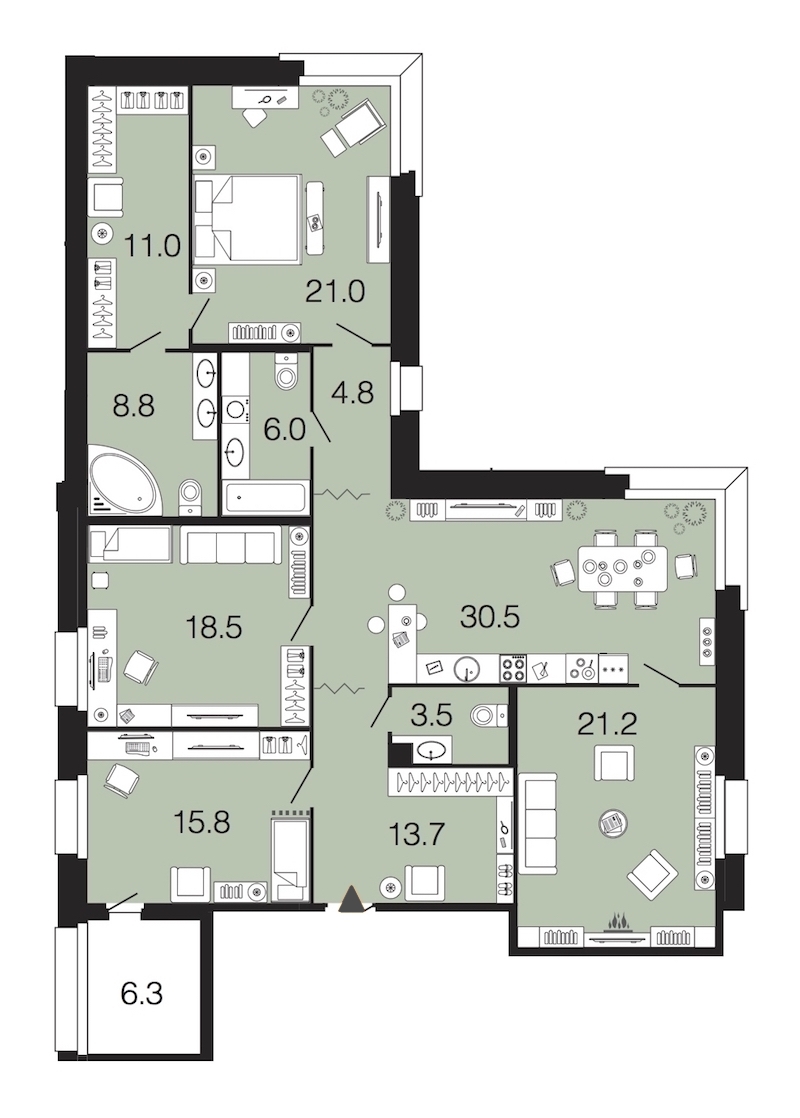 4-комнатная, 155 м² — ЖК ЖК Futurist (Футурист)