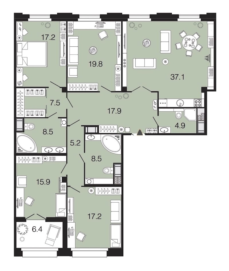 4-комнатная, 160 м² — ЖК ЖК Futurist (Футурист)