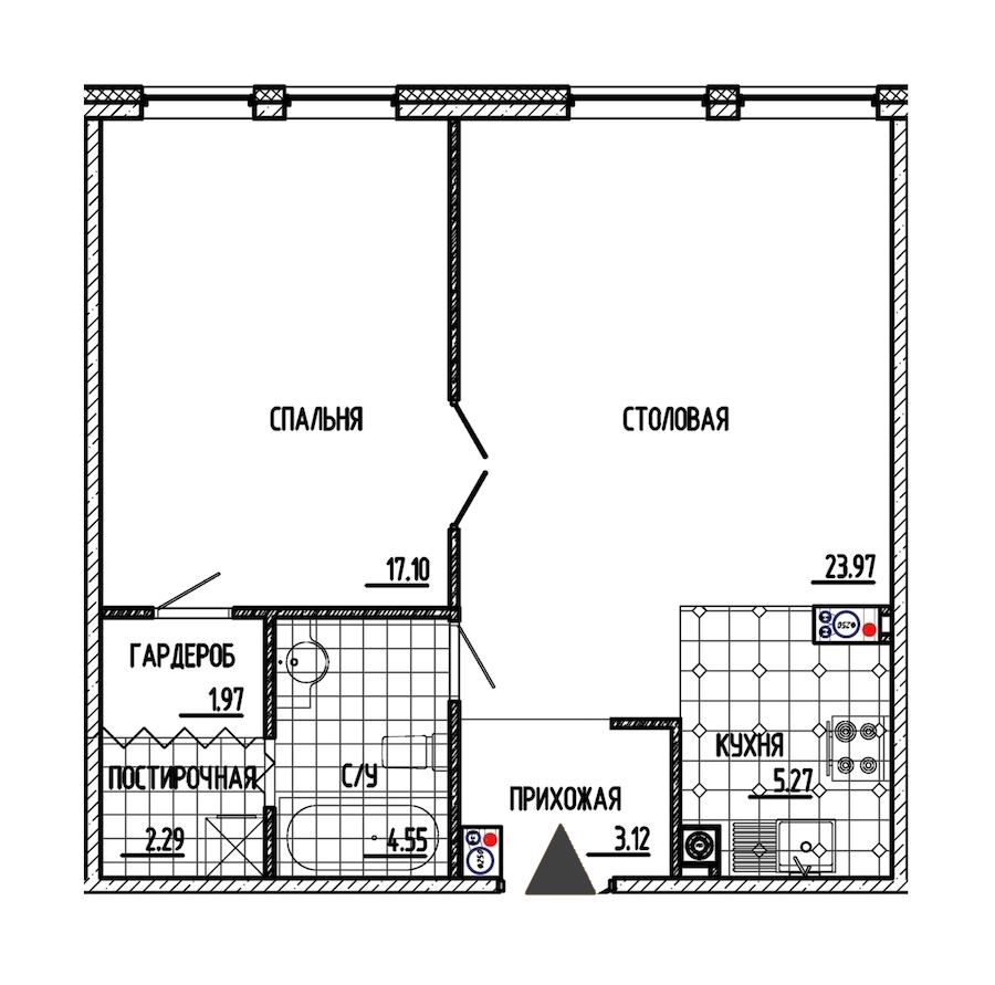 1-комнатная, 58 м² — ЖК ЖК Маленькая Франция