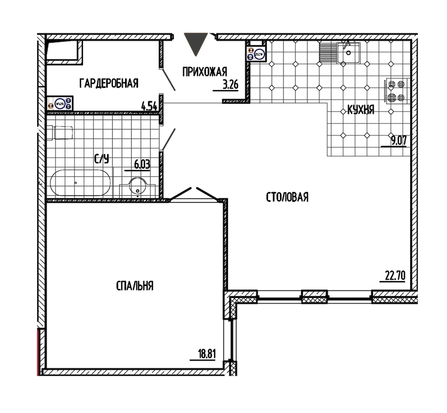 1-комнатная, 64 м² — ЖК ЖК Маленькая Франция