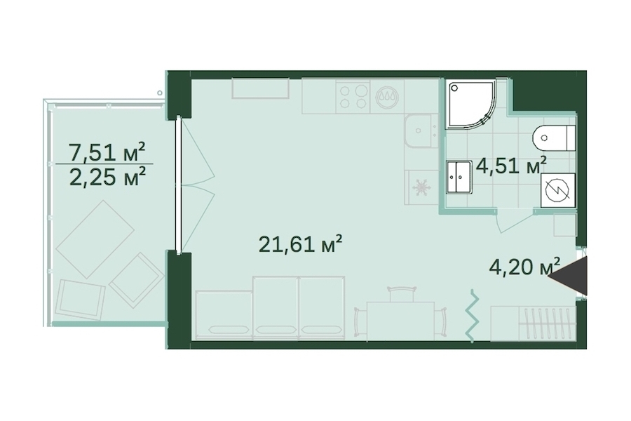 Студия, 33 м² — ЖК ЖК Магнифика Резиденс (Magnifika Residence)