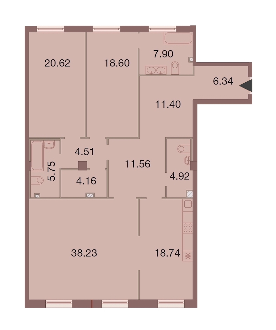 3-комнатная, 153 м² — ЖК ЖК Neva Haus (Нева Хаус)