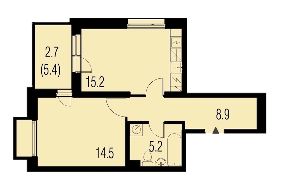 1-комнатная, 47 м² — ЖК ЖК Жемчужный Каскад