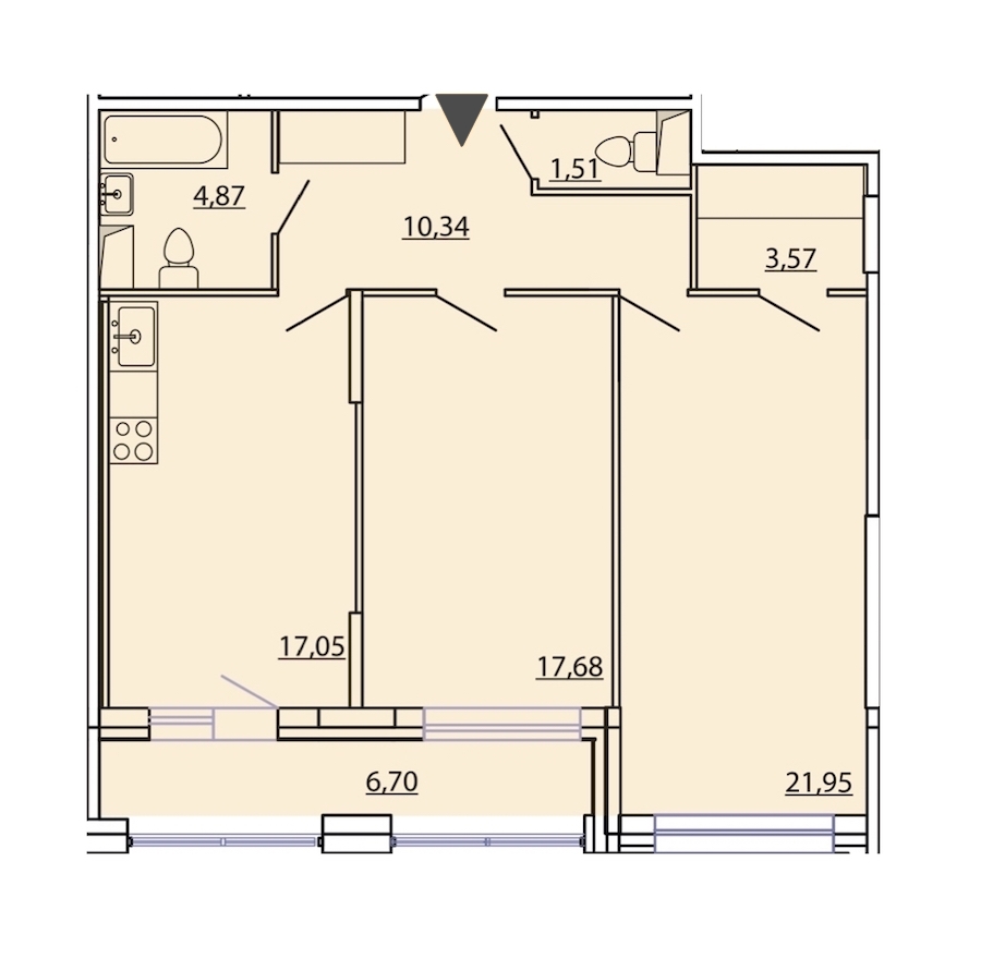 2-комнатная, 80 м² — ЖК ЖК Фамилия