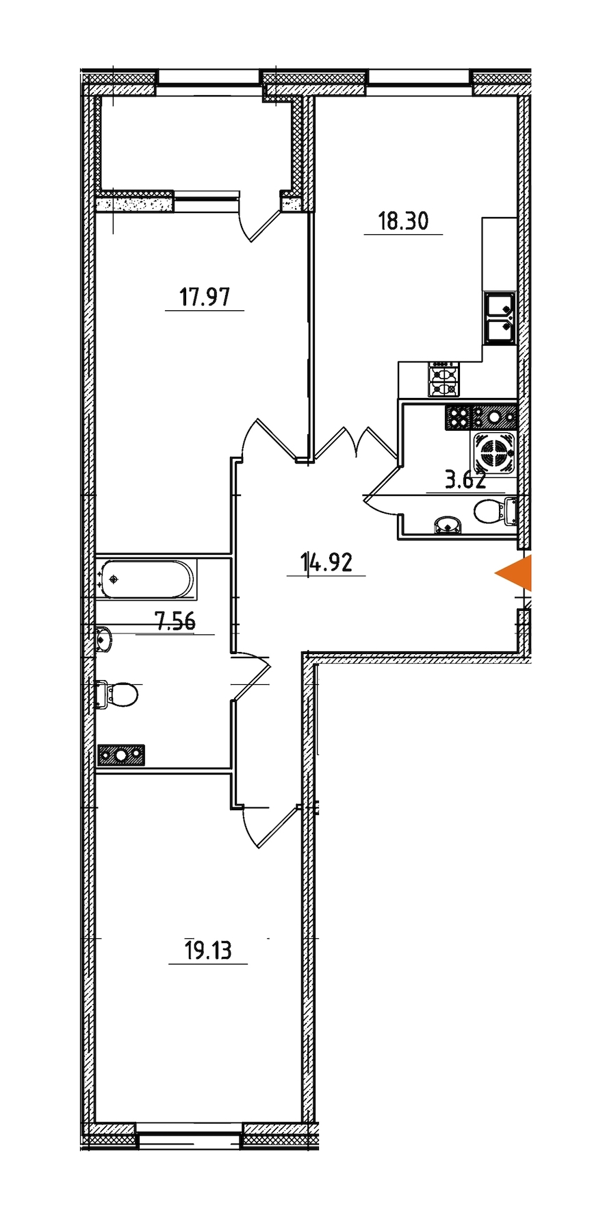 2-комнатная, 84 м² — ЖК ЖК Петровская доминанта