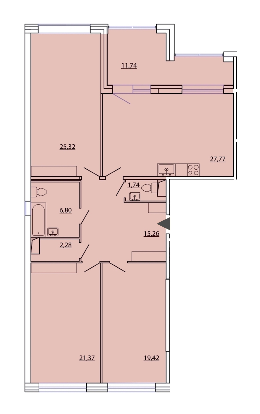 3-комнатная, 125 м² — ЖК ЖК Фамилия