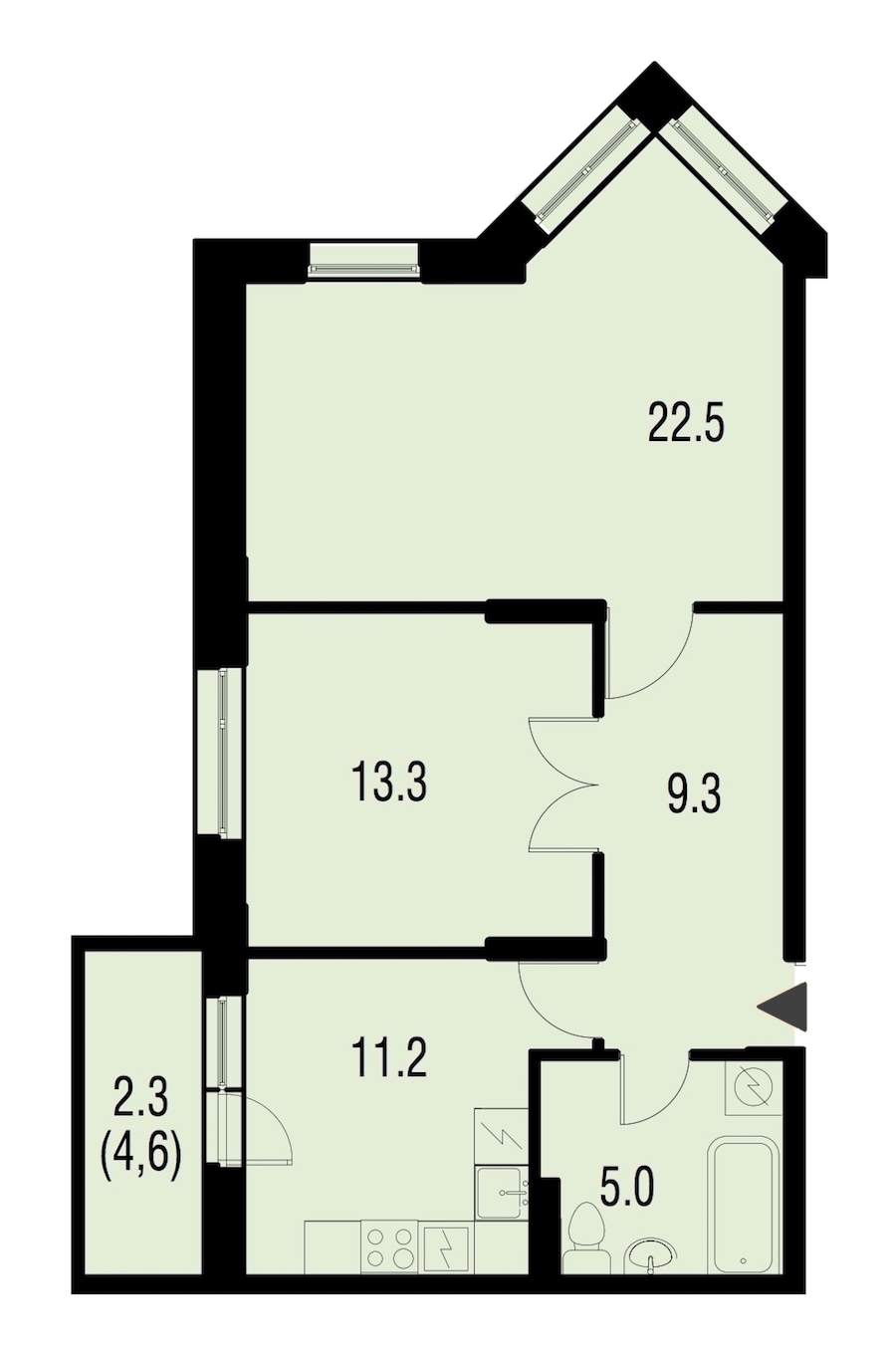 2-комнатная, 63 м² — ЖК ЖК Жемчужный Каскад