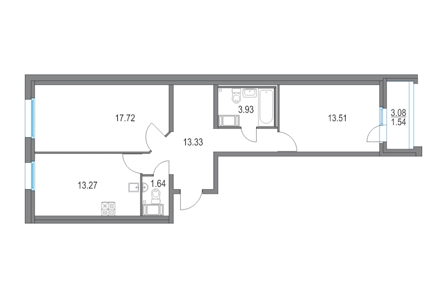 2-комнатная, 63 м² — ЖК ЖК Приморский квартал