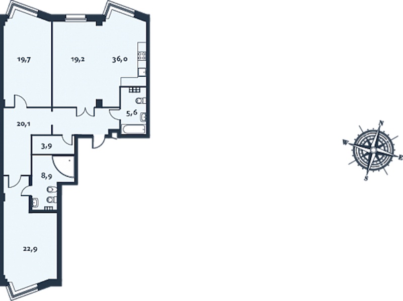 2-комнатная, 121 м² — ЖК ЖК Royal Park (Роял Парк)