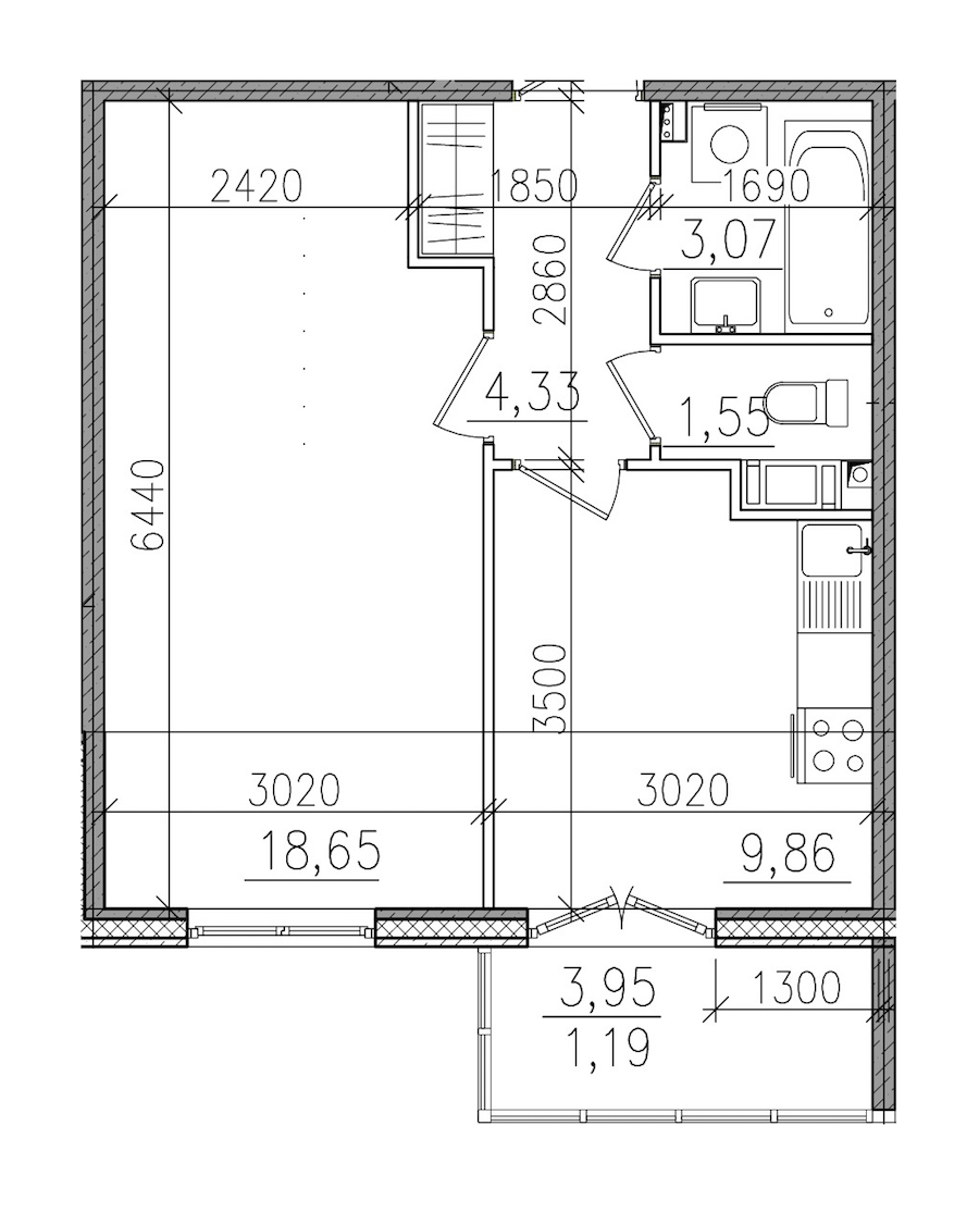 1-комнатная, 39 м² — ЖК ЖК Янила Драйв
