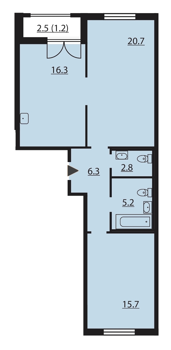 2-комнатная, 68 м² — ЖК ЖК Цивилизация на Неве