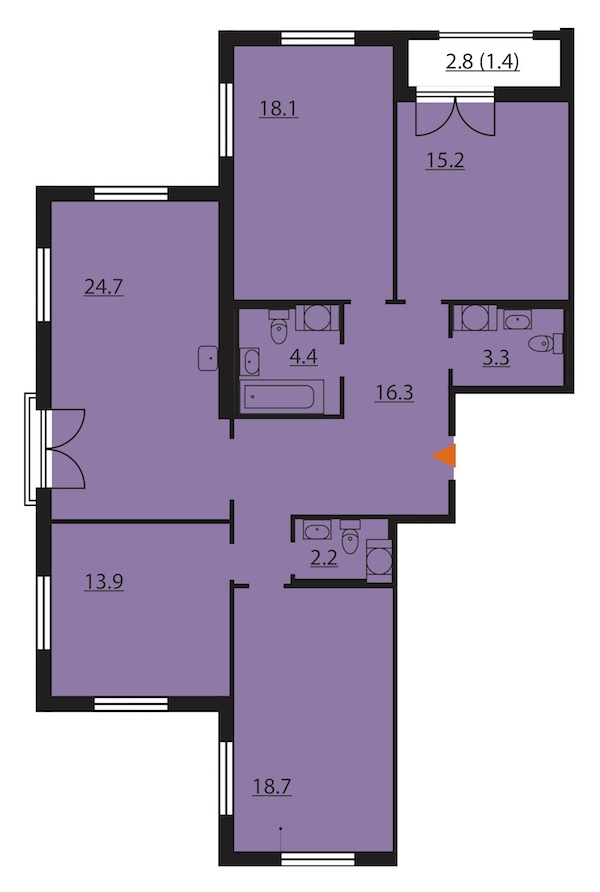 4-комнатная, 118 м² — ЖК ЖК Цивилизация на Неве
