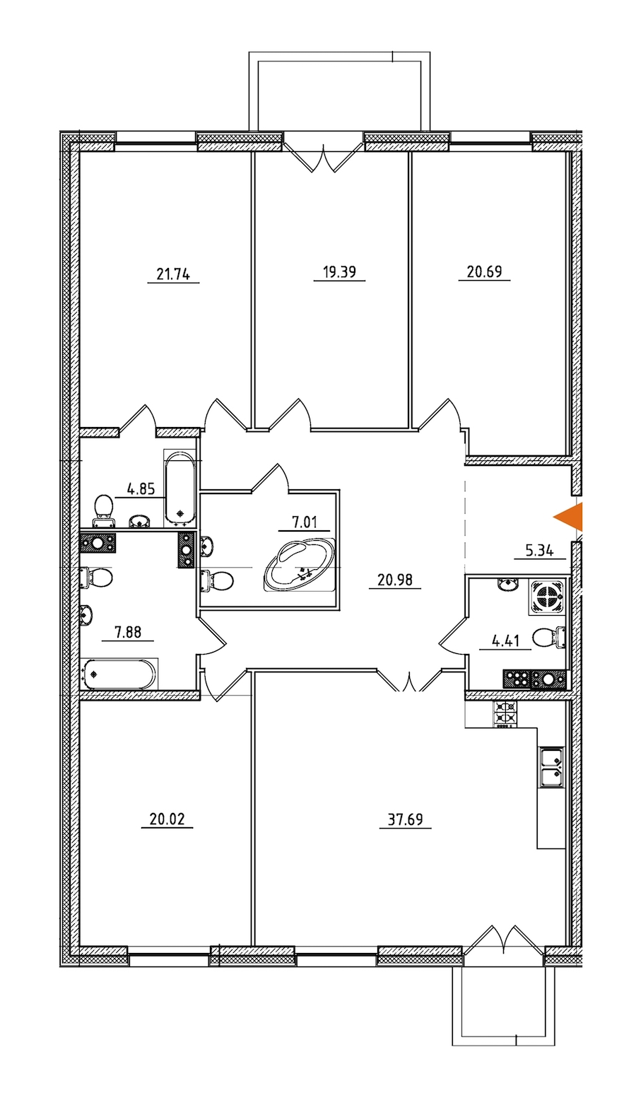 4-комнатная, 172 м² — ЖК ЖК Петровская доминанта