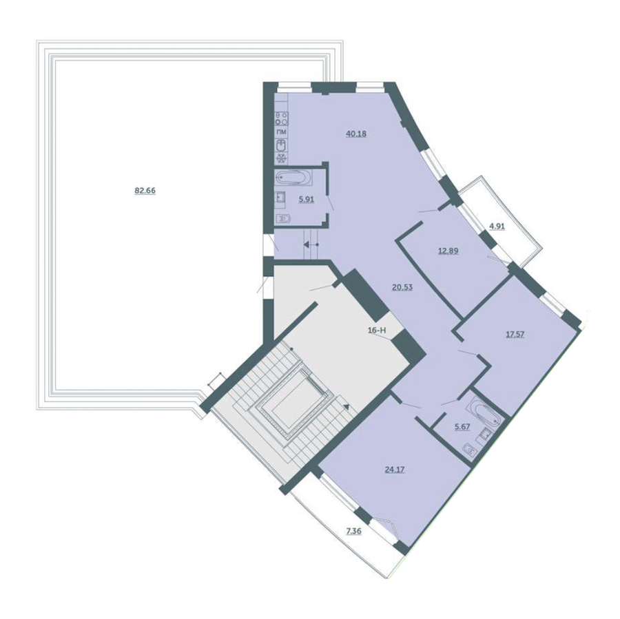 3-комнатная, 131 м² — ЖК ЖК Лахта Парк